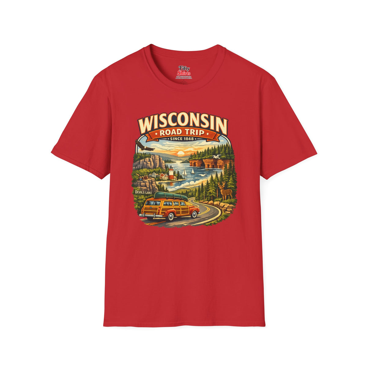 Wisconsin Road Trip Unisex Softstyle T Shirt State Pride Graphic Tee Collections FS03