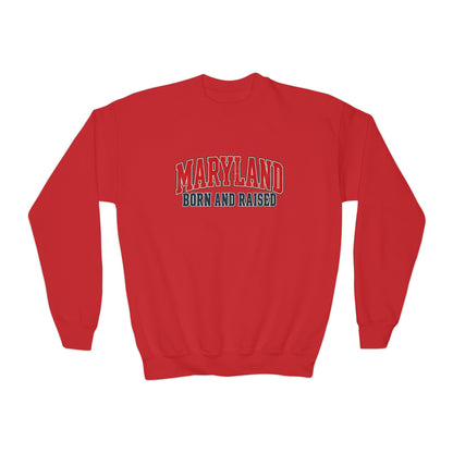 Maryland Born and Raised Mid-Atlantic Americana Unisex Youth Crewneck Sweatshirt Unisex Graphic