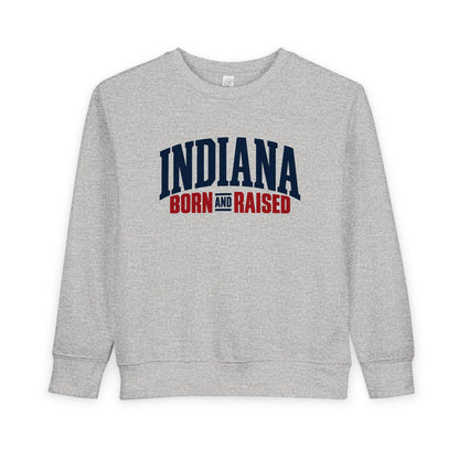 Indiana Born and Raised Premium Heritage Unisex Toddler Sweatshirt