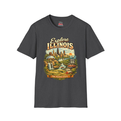 Explore Illinois Unisex Softstyle T Shirt State Pride Graphic Tee Collections FS03