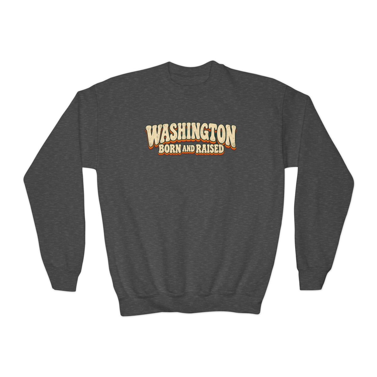 Washington Born and Raised Vintage 1970s Unisex Youth Crewneck Sweatshirt Graphic