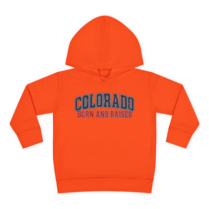 Colorado Born and Raised Collegiate Classic Unisex Toddler Pullover Fleece Hoodie