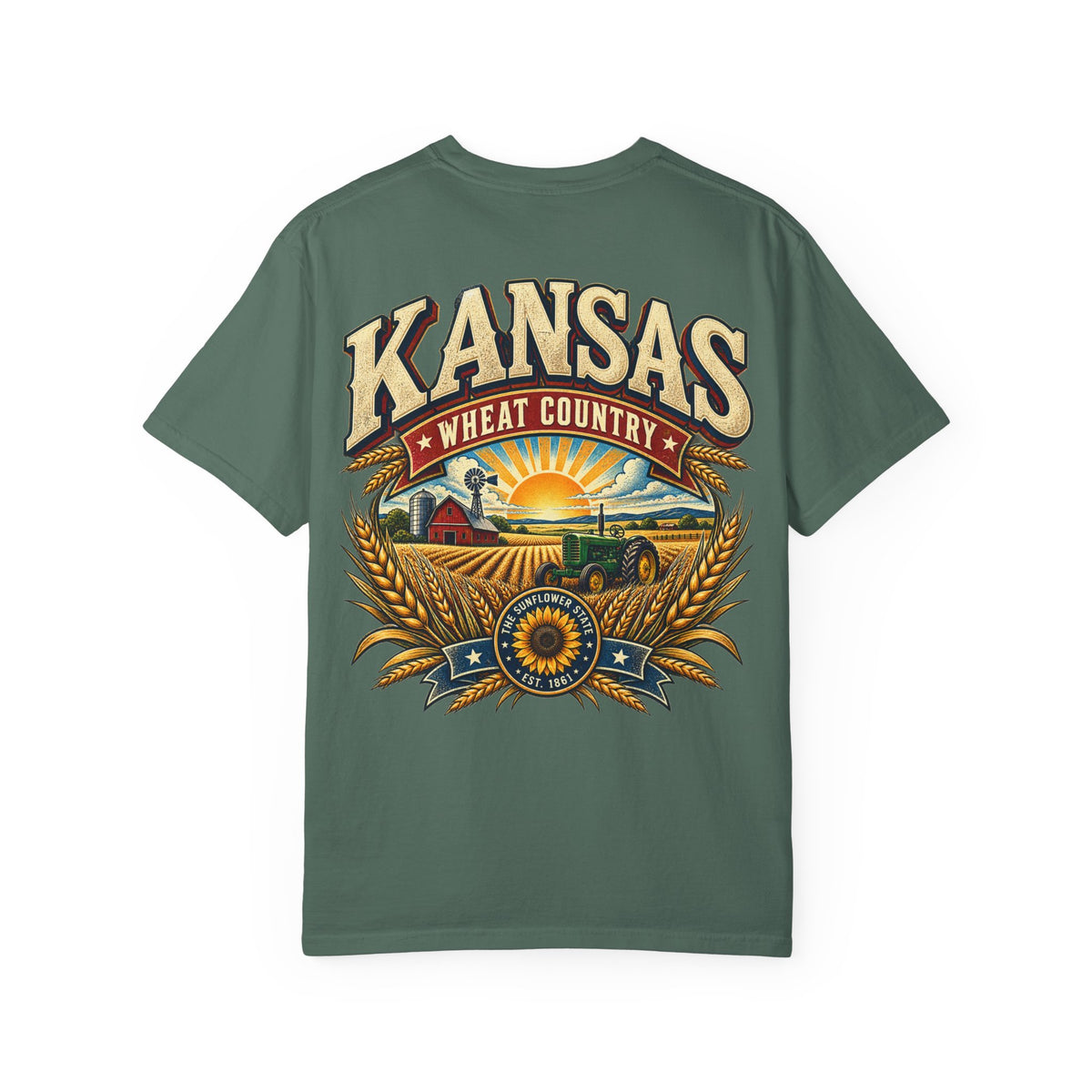 Kansas Wheat Country Unisex Comfort Color 1717 Streetwear Graphic Tee