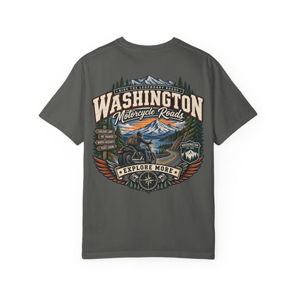 Washington Motorcycle Roads Unisex Comfort Color 1717 Streetwear Graphic Tee