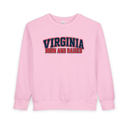 Virginia Born and Raised Classic Collegiate Unisex Toddler Sweatshirt