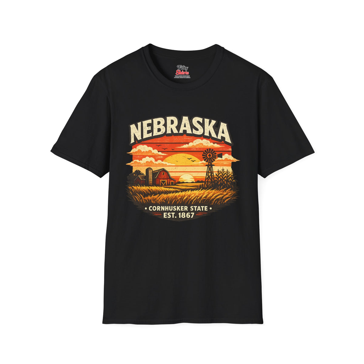 Nebraska Prairie Sunset Unisex Softstyle T Shirt State Pride Graphic Tee Collections FS03