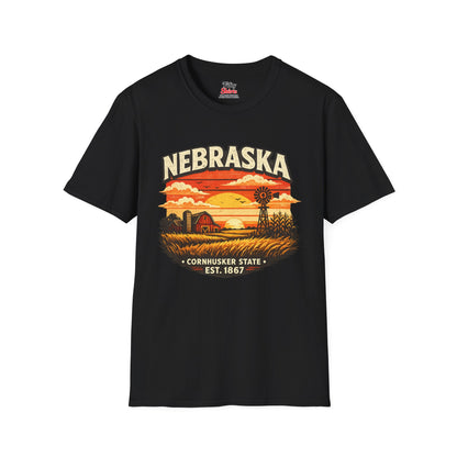 Nebraska Prairie Sunset Unisex Softstyle T Shirt State Pride Graphic Tee Collections FS03