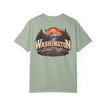Washington Sunset Peaks Unisex Comfort Color 1717 Streetwear Graphic Tee