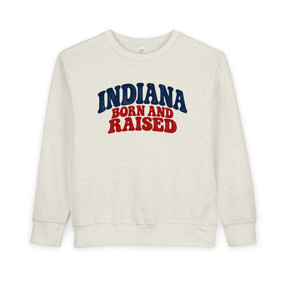 Indiana Born and Raised Retro 1970s Unisex Toddler Sweatshirt