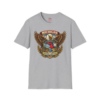 Michigan Americana Eagle Unisex Softstyle T Shirt State Pride Graphic Tee Collections FS03