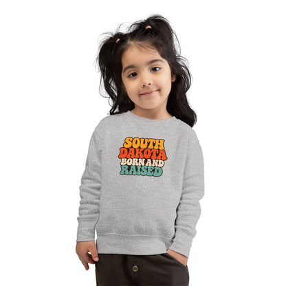 South Dakota Born and Raised Retro 1970s Unisex Toddler Sweatshirt