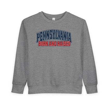 Pennsylvania Born and Raised Vintage Collegiate Unisex Toddler Sweatshirt