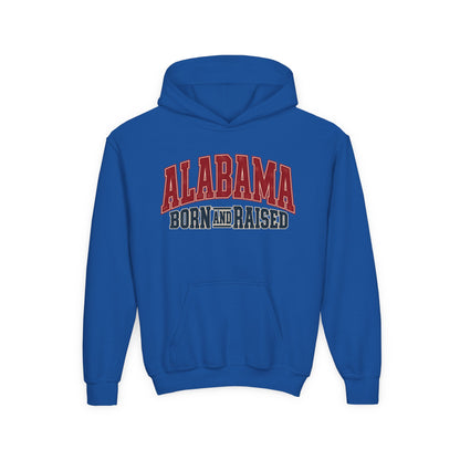 Alabama Born and Raised Vintage Athletic Heritage Unisex Youth Heavy Blend Hooded Sweatshirt Graphic