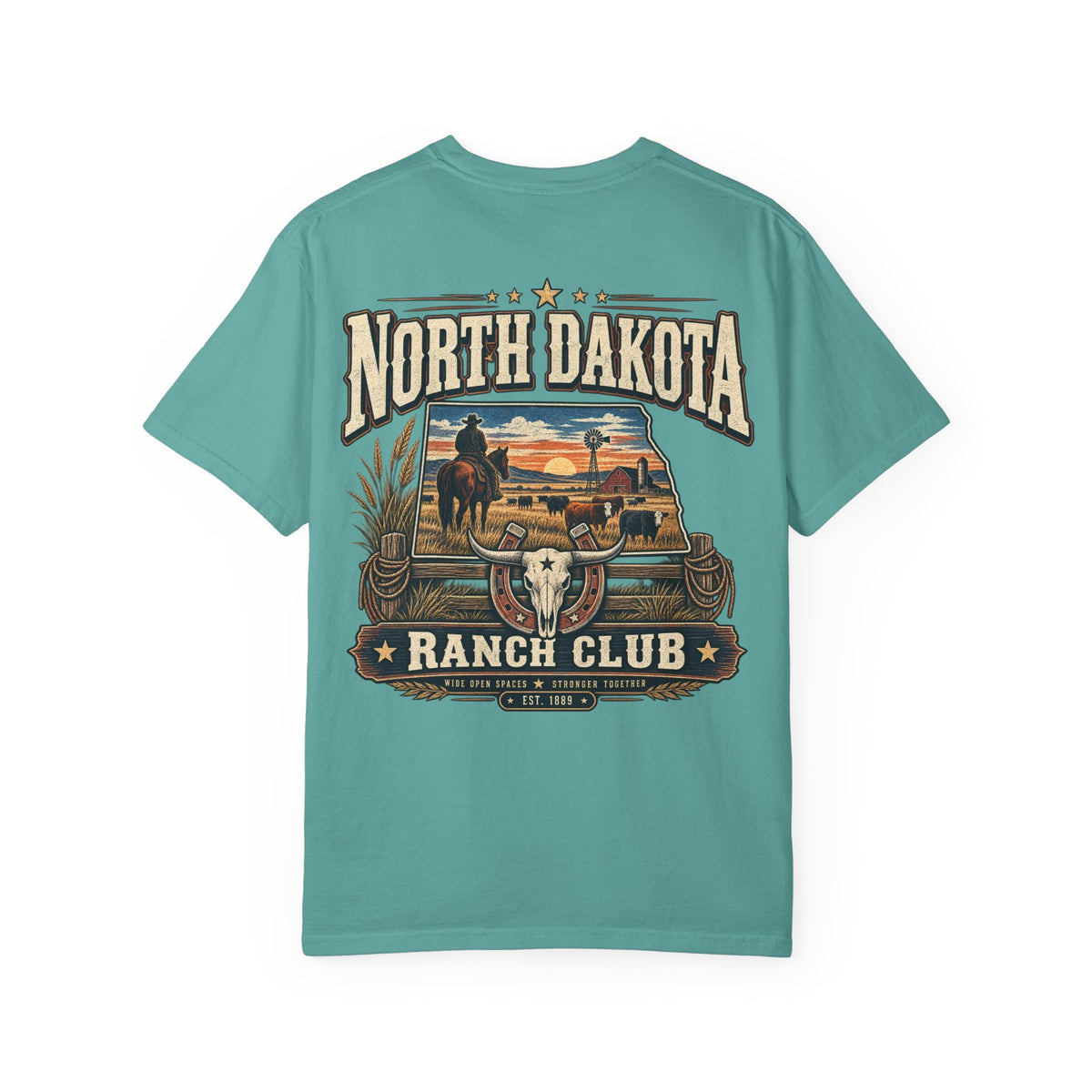 North Dakota Ranch Club Unisex Comfort Color 1717 Streetwear Graphic Tee
