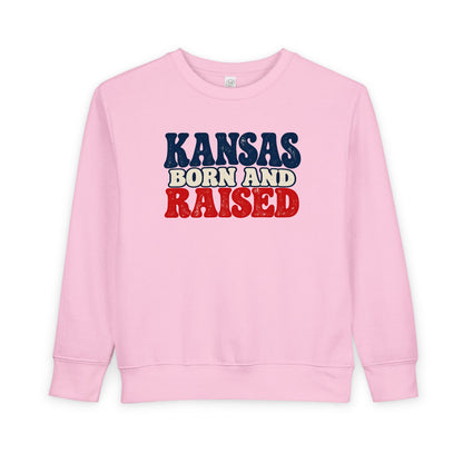 Kansas Born and Raised Retro 1970s Unisex Toddler Sweatshirt