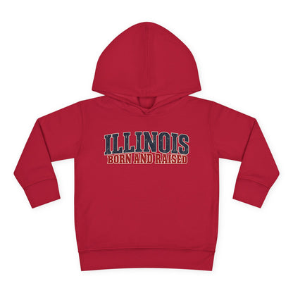 Illinois Born and Raised Midwest Americana Unisex Toddler Pullover Fleece Hoodie