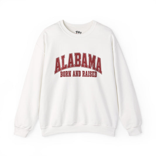 Alabama Born and Raised Collegiate Classic Unisex Sweatshirt Graphic