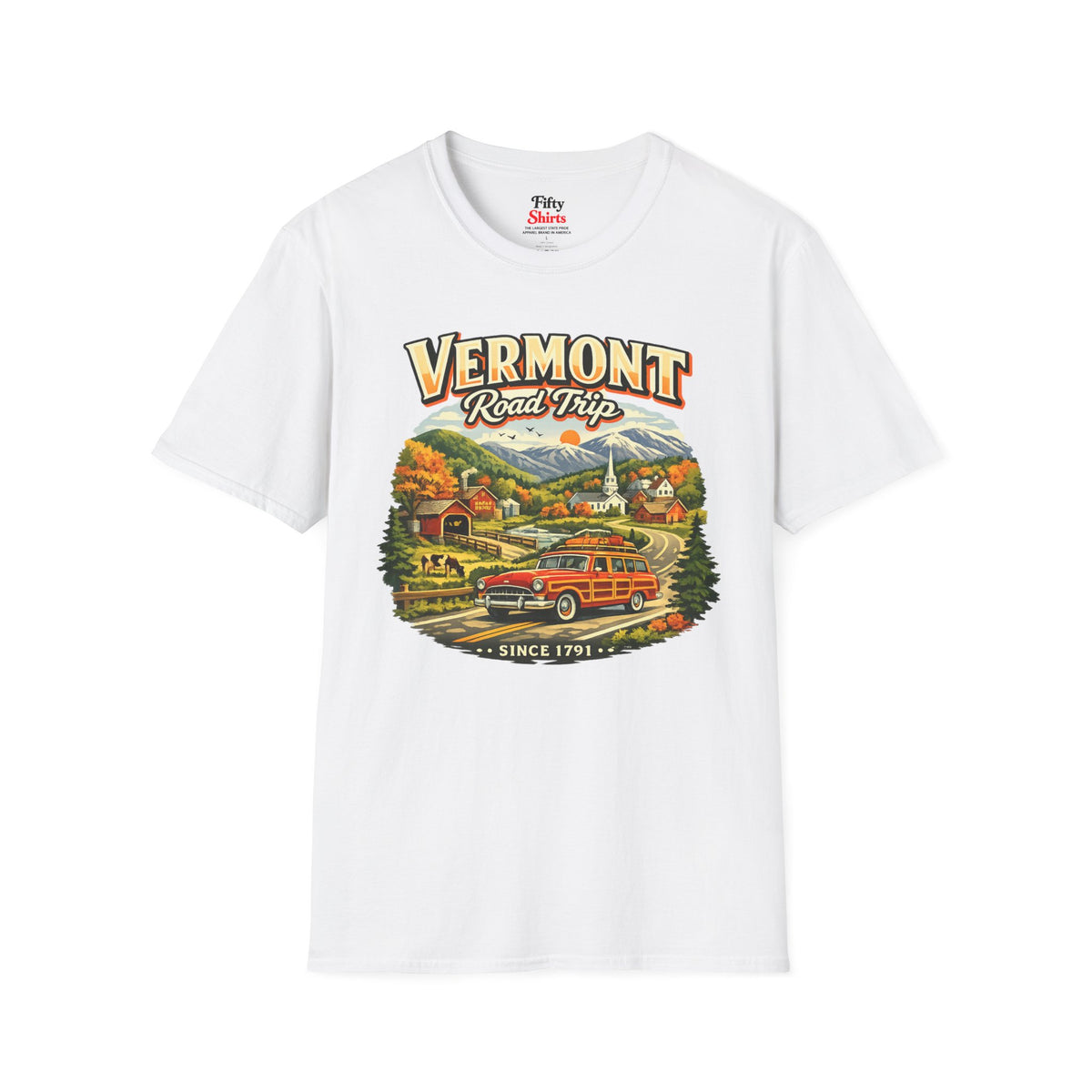 Vermont Road Trip Unisex Softstyle T Shirt State Pride Graphic Tee Collections FS03