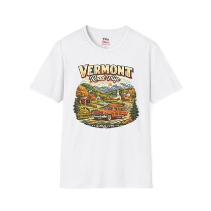 Vermont Road Trip Unisex Softstyle T Shirt State Pride Graphic Tee Collections FS03