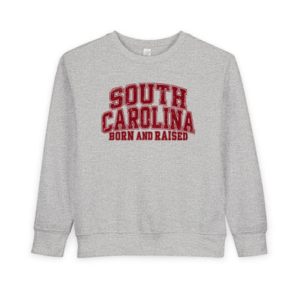 South Carolina Born and Raised Vintage Collegiate Unisex Toddler Sweatshirt