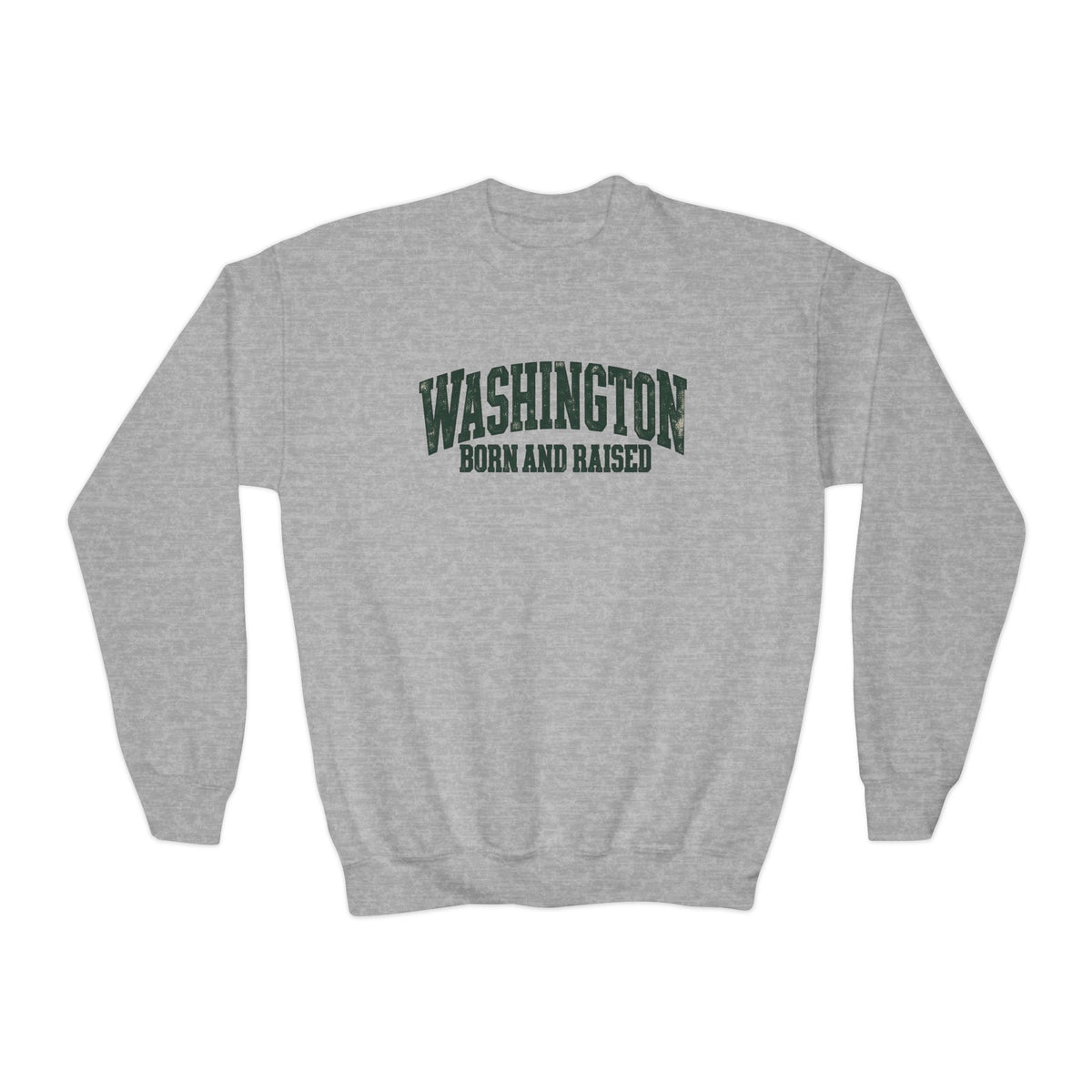 Washington Born and Raised Vintage Workwear Unisex Youth Crewneck Sweatshirt Graphic