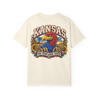Kansas Jayhawk Emblem Unisex Comfort Color 1717 Streetwear Graphic Tee
