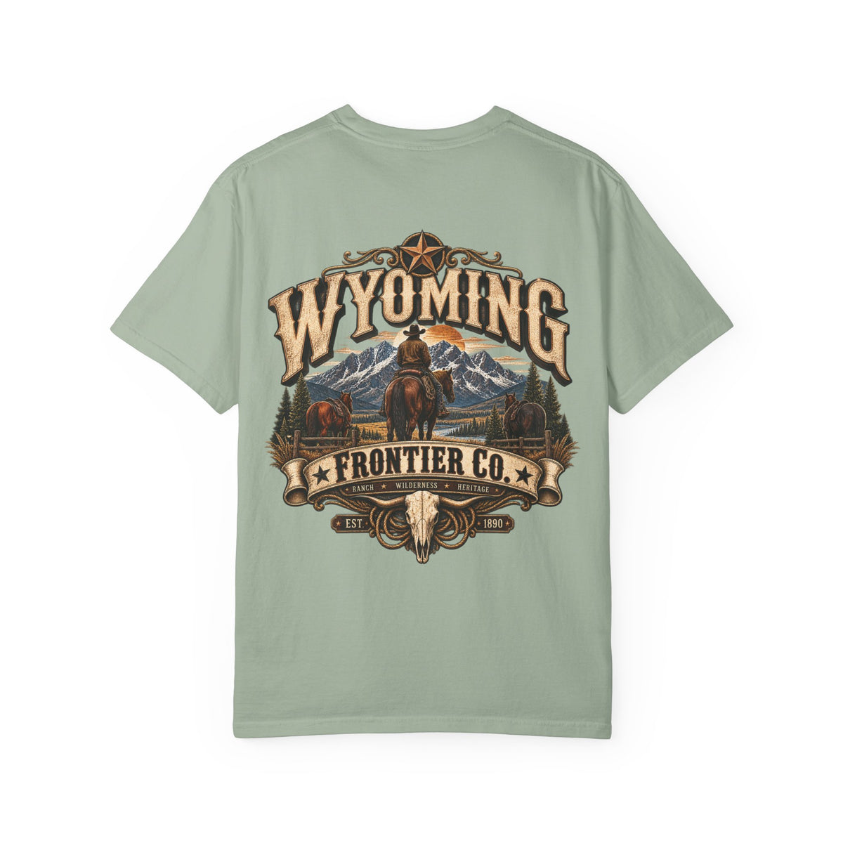 Wyoming Frontier Co. Unisex Comfort Color 1717 Streetwear Graphic Tee