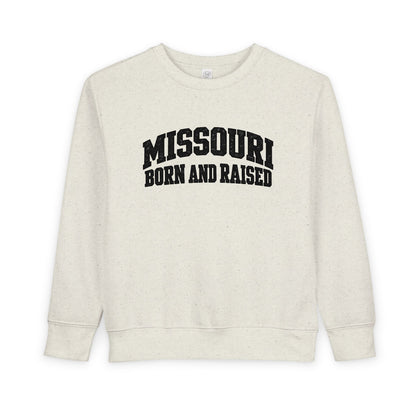 Missouri Born and Raised Collegiate Unisex Toddler Sweatshirt Graphic