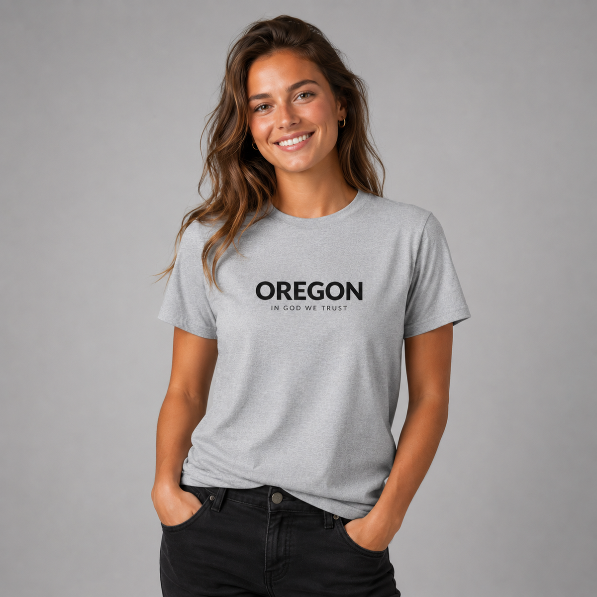 Oregon All State In God We Trust Front Design Unisex Everyday Tee