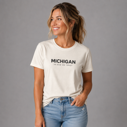 Michigan All State In God We Trust Front Design Unisex Everyday Tee