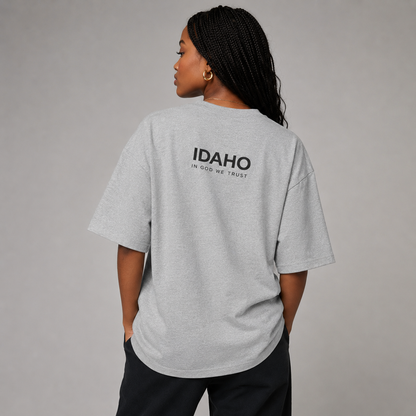 Idaho All State In God We Trust Unisex Casual Oversized Boxy Tee