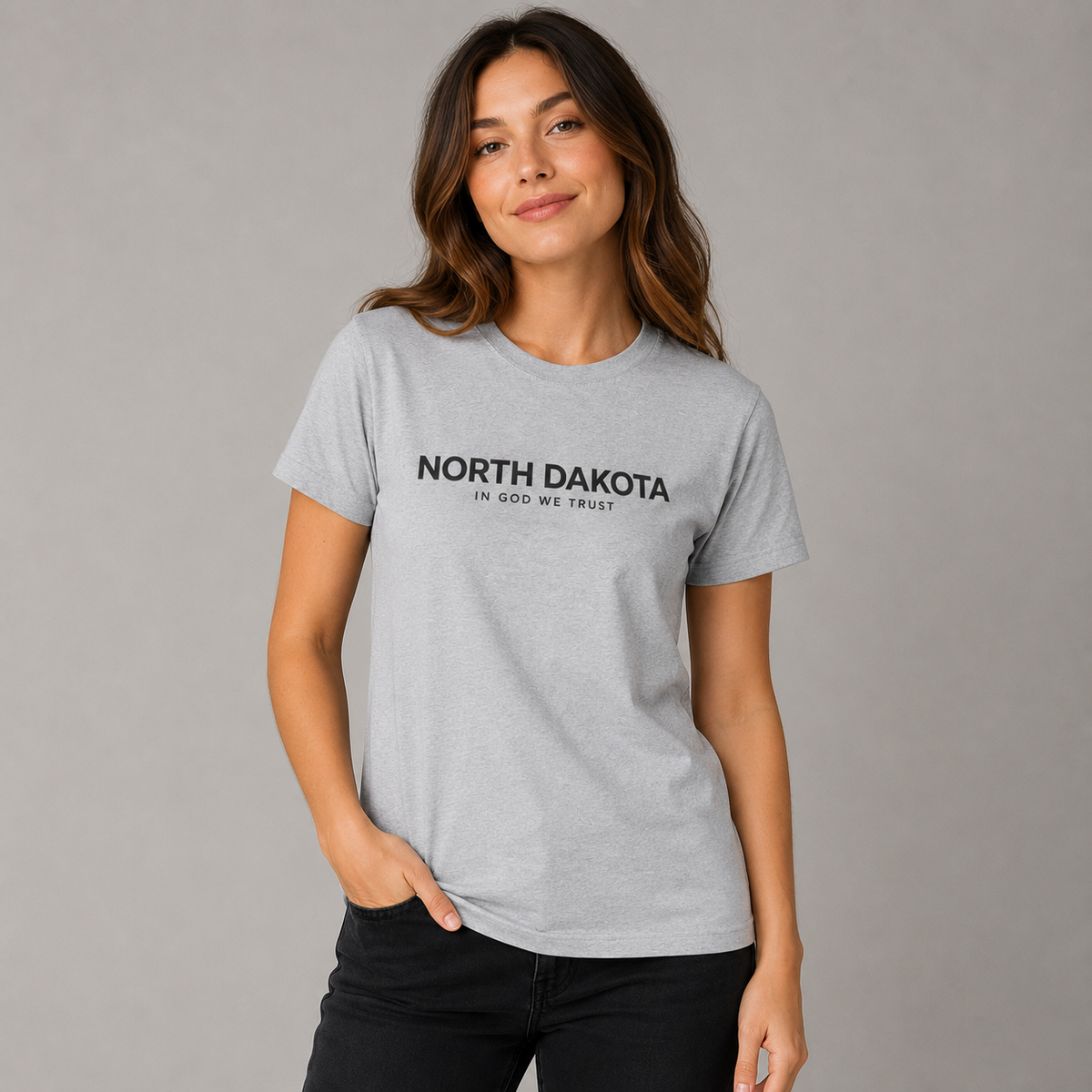 North Dakota All State In God We Trust Front Design Unisex Everyday Tee