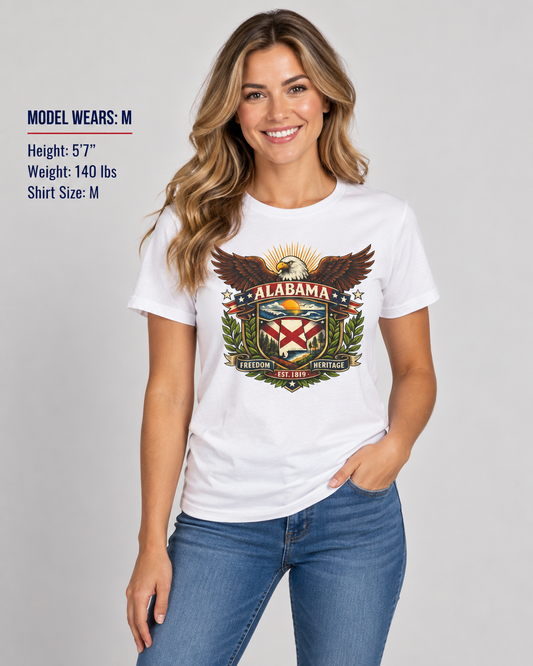 Alabama Americana Eagle Unisex Softstyle T Shirt State Pride Graphic Tee Collections FS03