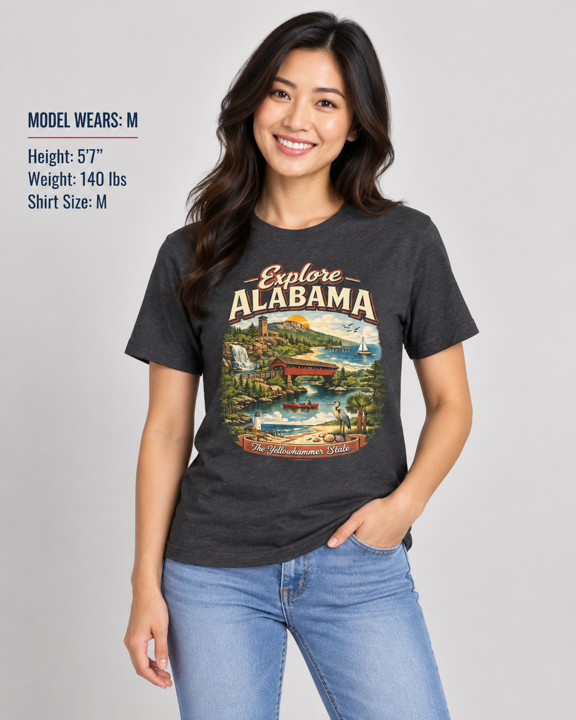 Explore Alabama Unisex Softstyle T Shirt State Pride Graphic Tee Collections FS03