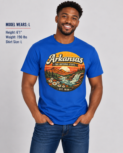 Arkansas Mountain Sunset Unisex Softstyle T Shirt State Pride Graphic Tee Collections FS03