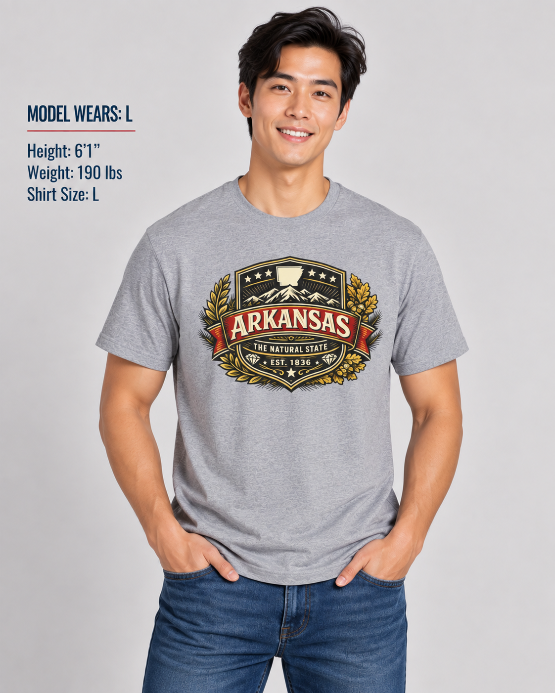 Arkansas Heritage  Badge Unisex Softstyle T Shirt State Pride Graphic Tee Collections FS03