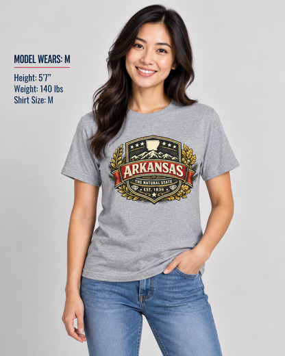 Arkansas Heritage  Badge Unisex Softstyle T Shirt State Pride Graphic Tee Collections FS03