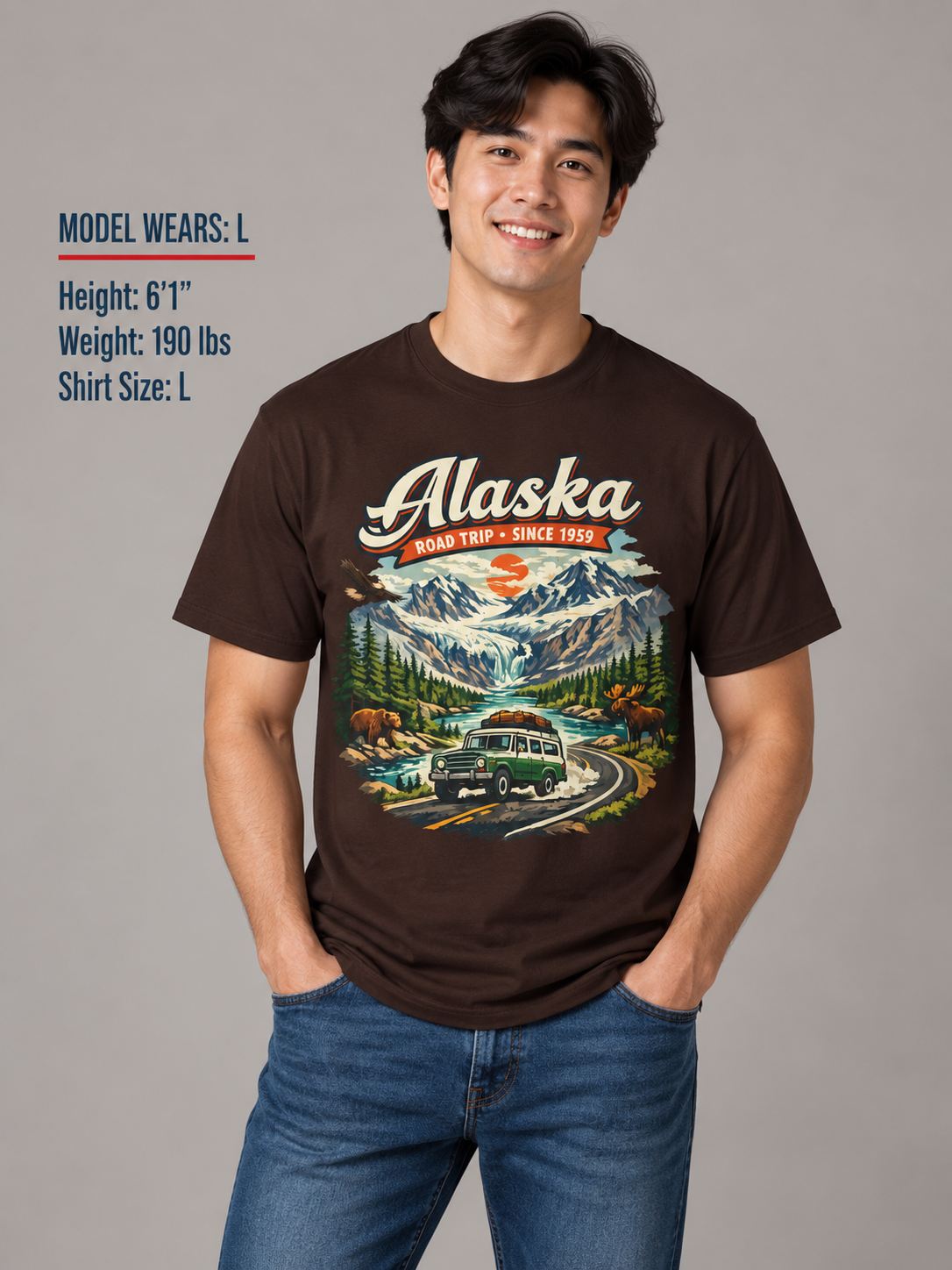 Alaska Wilderness Road Trip Unisex Softstyle T Shirt State Pride Graphic Tee Collections FS03