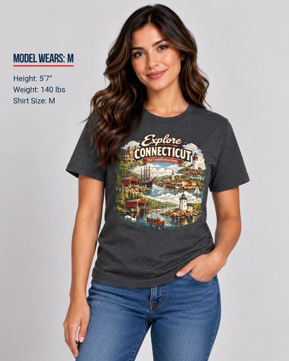 Explore Connecticut Unisex Softstyle T Shirt State Pride Graphic Tee Collections FS03
