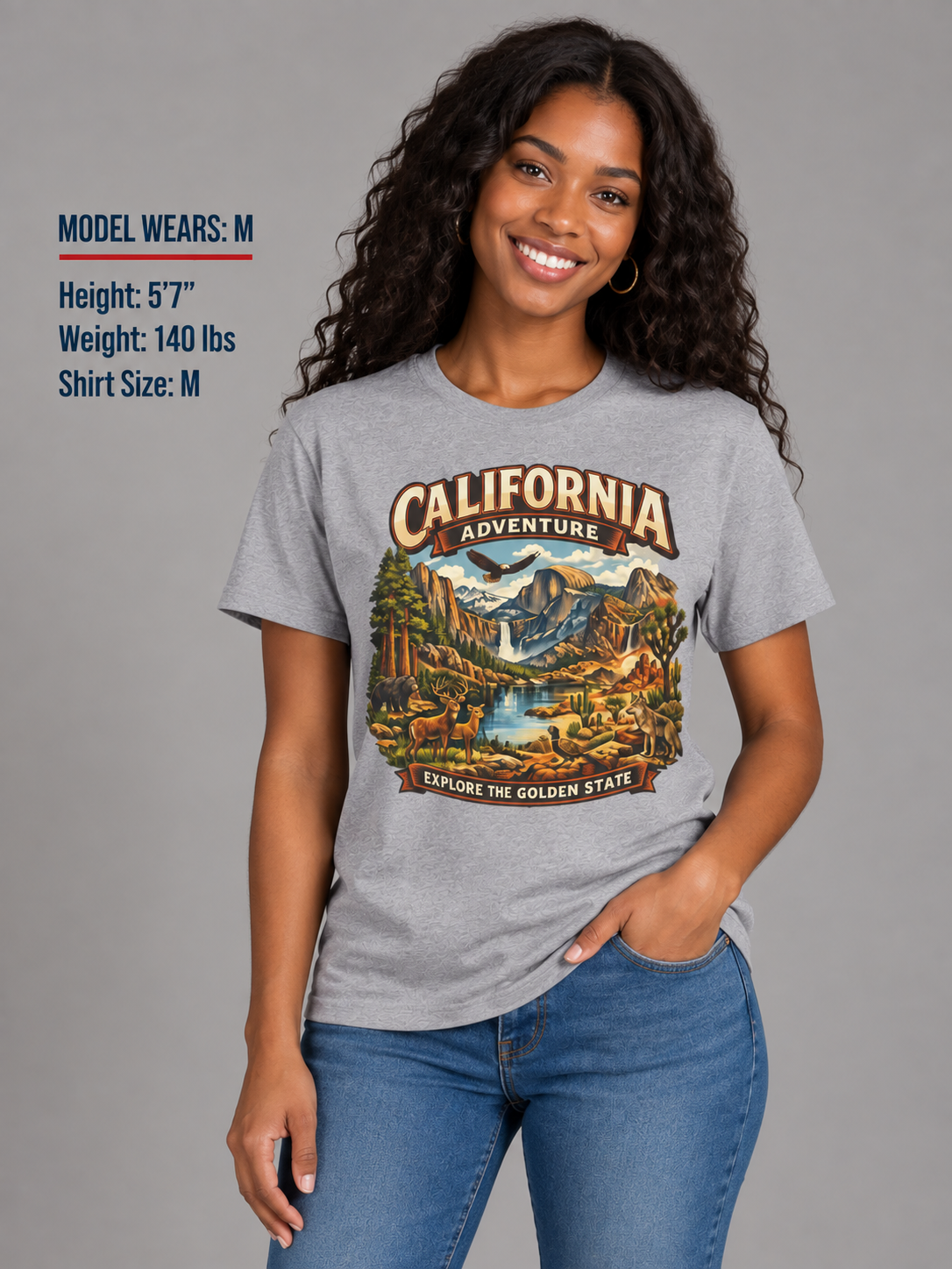 California adventure in Yosemite Unisex Softstyle T Shirt State Pride Graphic Tee Collections FS03
