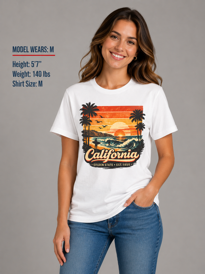 California Sunset Design Unisex Softstyle T Shirt State Pride Graphic Tee Collections FS03