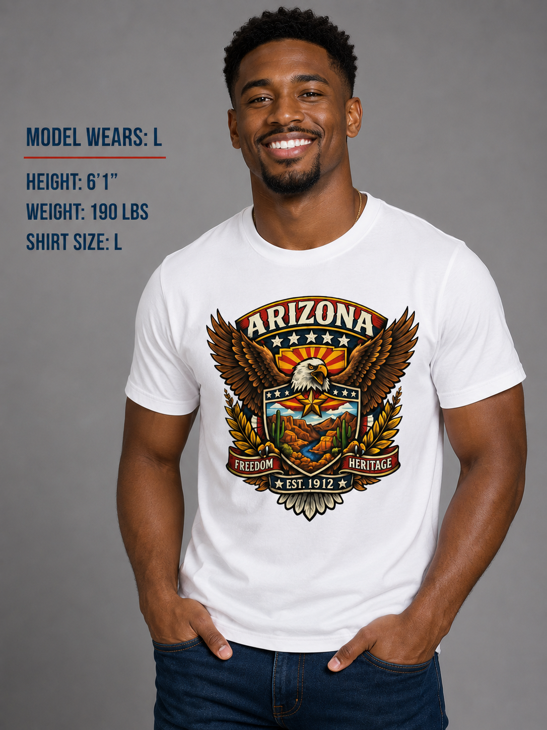 Arizona Americana Eagle Unisex Softstyle T Shirt State Pride Graphic Tee Collections FS03