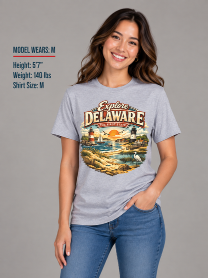 Explore Delaware Unisex Softstyle T Shirt State Pride Graphic Tee Collections FS03