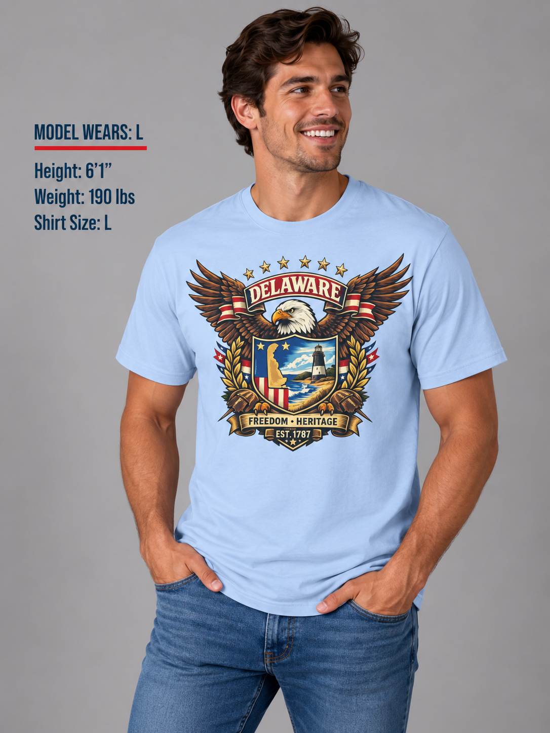 Delaware American Eagle Unisex Softstyle T Shirt State Pride Graphic Tee Collections FS03