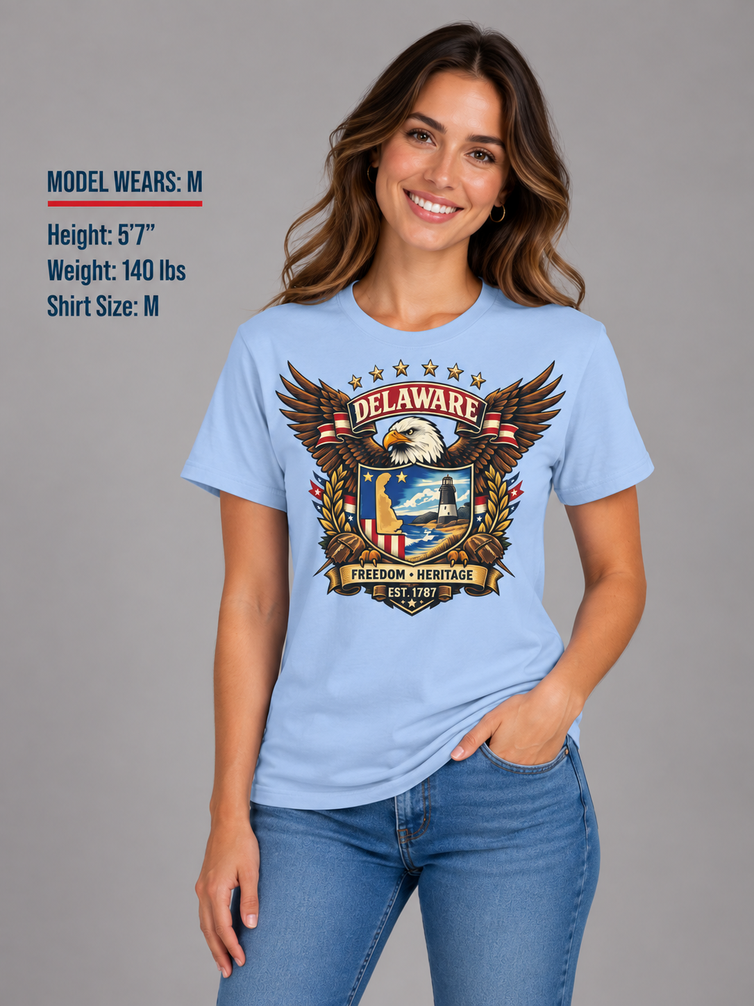 Delaware American Eagle Unisex Softstyle T Shirt State Pride Graphic Tee Collections FS03