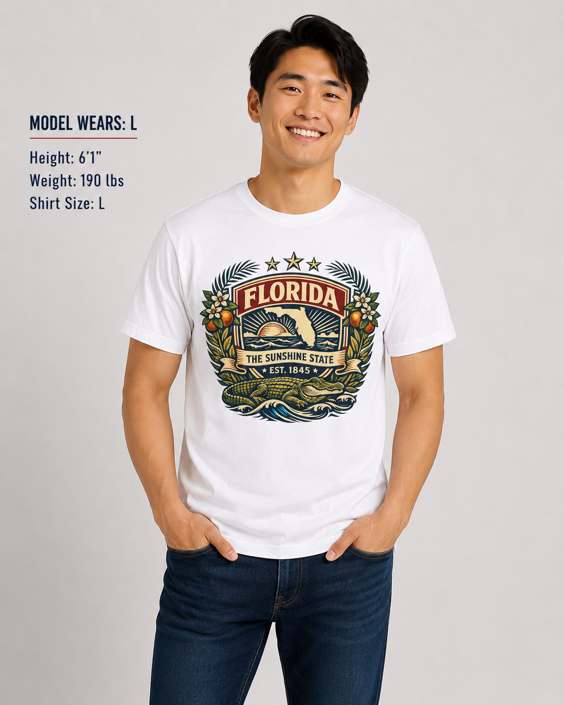 Florida Heritage Badge Unisex Softstyle T Shirt State Pride Graphic Tee Collections FS03