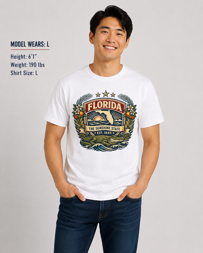 Florida Heritage Badge Unisex Softstyle T Shirt State Pride Graphic Tee Collections FS03