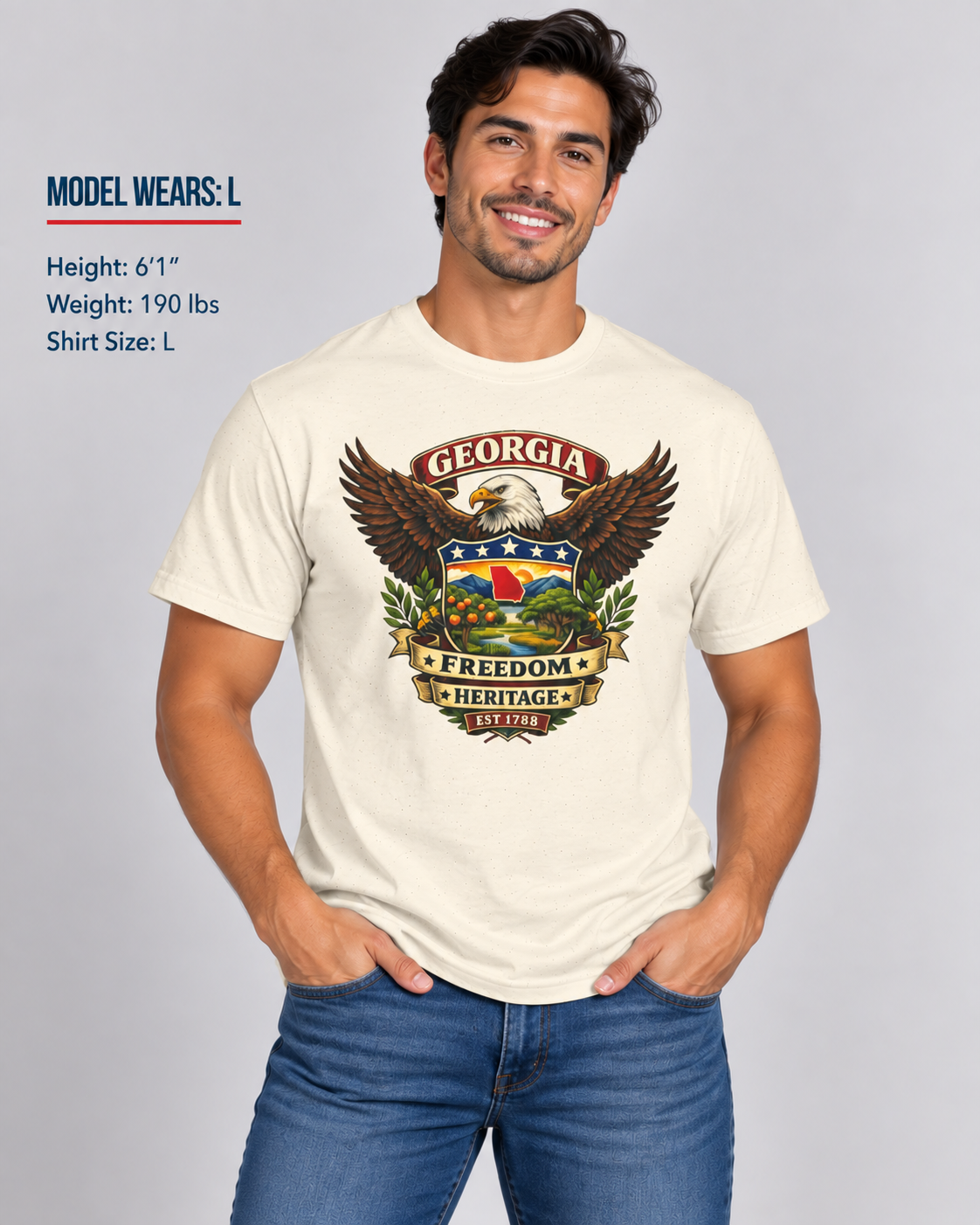 Georgia Americana Eagle Unisex Softstyle T Shirt State Pride Graphic Tee Collections FS03