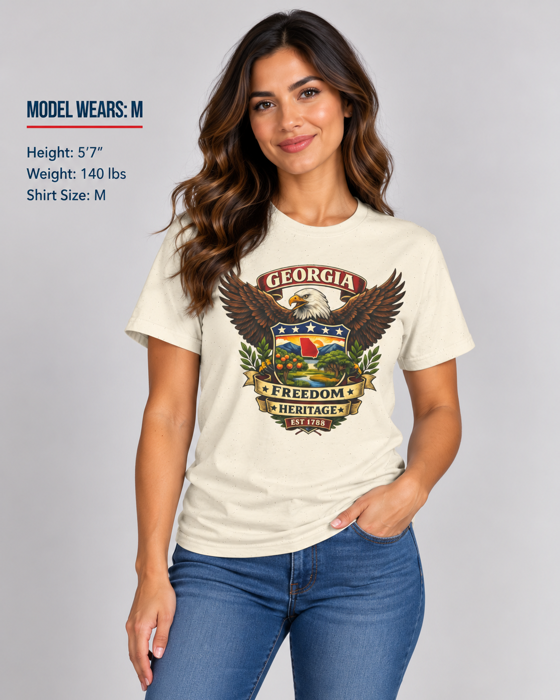 Georgia Americana Eagle Unisex Softstyle T Shirt State Pride Graphic Tee Collections FS03