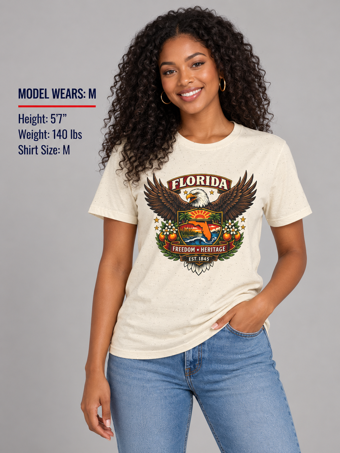 Florida Americana Eagle Unisex Softstyle T Shirt State Pride Graphic Tee Collections FS03